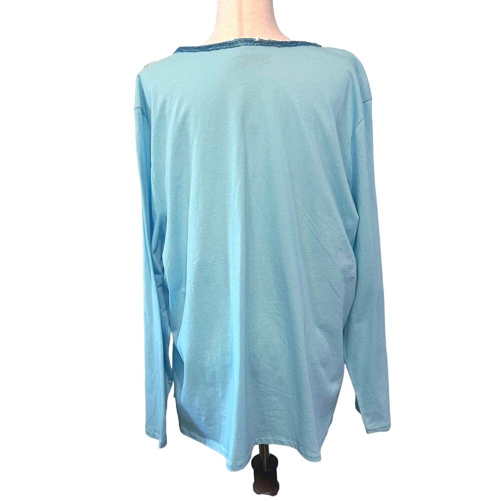 Route 66‎ women’s plus size top blue tunic notched collar Sequin trim size 3x - Picture 3 of 6
